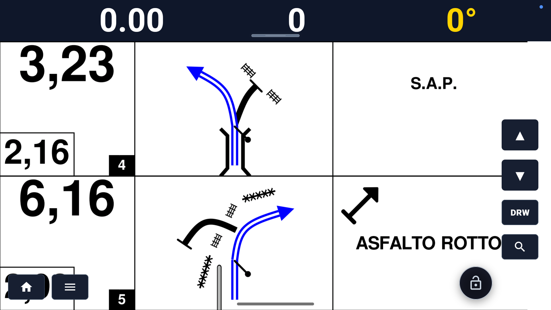 Schermata reale dell'app — roadbook standard in navigazione.